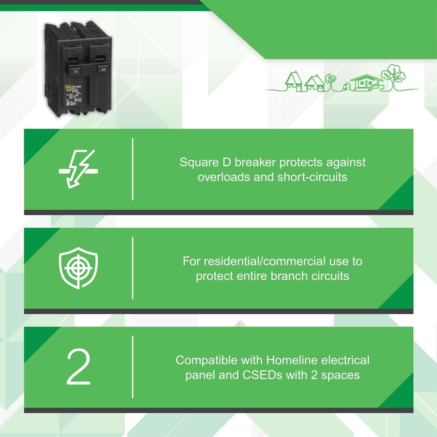 Square D HomeLine 30 amps Surge 2-Pole Circuit Breaker - Image 8