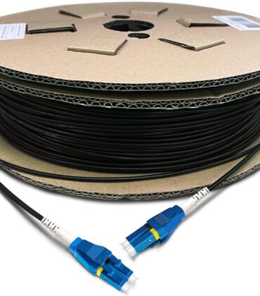 100 Meters Uniboot LC to LC Outdoor Armored Fiber Patch Cable, Low Friction Single Mode Duplex Fiber Optic Cable Jumper Optical Patch Cord, 9/125um, (OS1/OS2 Compatible), LSZH Black