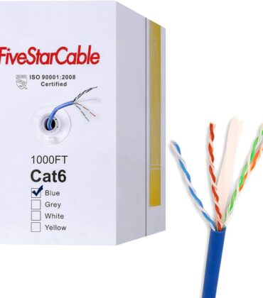 Cat6 1000ft Twisted Pair 23AWG Solid UTP Network Ethernet Router Cable, 550Mhz, PVC RJ45 Wire Bulk Pull Box, Blue