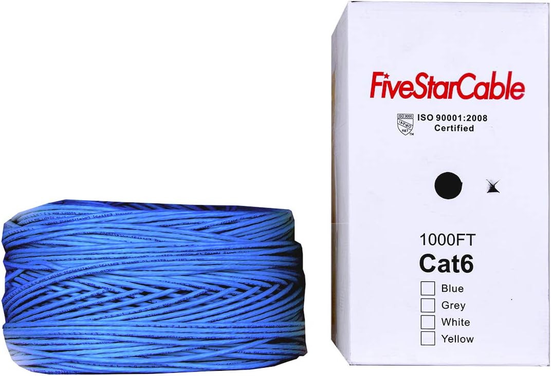 Cat6 1000ft Twisted Pair 23AWG Solid UTP Network Ethernet Router Cable, 550Mhz, PVC RJ45 Wire Bulk Pull Box, Blue - Image 3