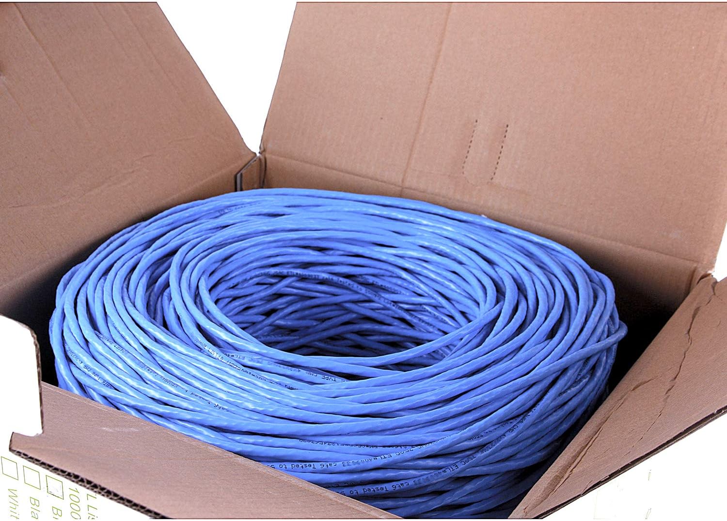Cat6 1000ft Twisted Pair 23AWG Solid UTP Network Ethernet Router Cable, 550Mhz, PVC RJ45 Wire Bulk Pull Box, Blue - Image 4