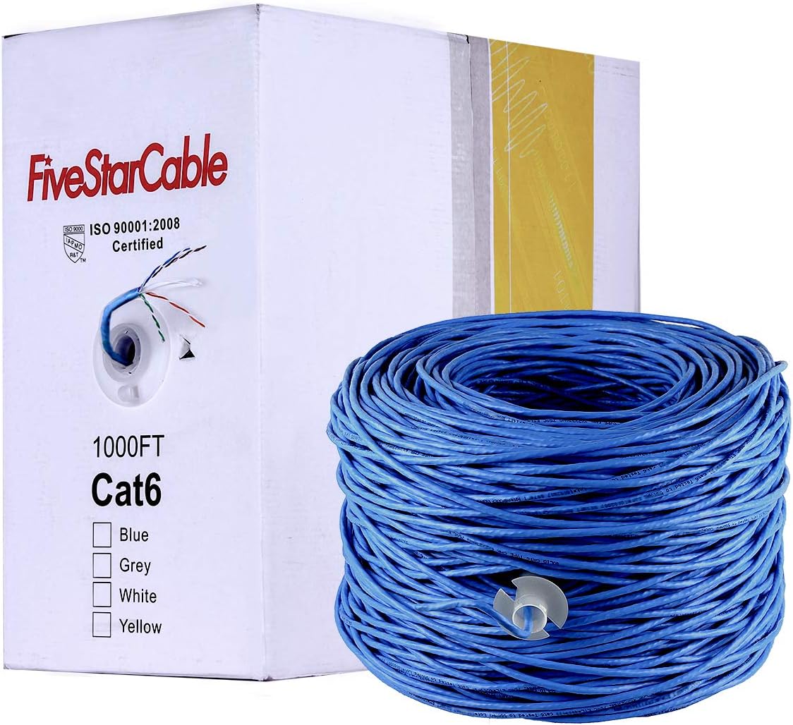 Cat6 1000ft Twisted Pair 23AWG Solid UTP Network Ethernet Router Cable, 550Mhz, PVC RJ45 Wire Bulk Pull Box, Blue - Image 5